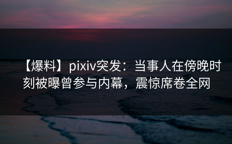 【爆料】pixiv突发：当事人在傍晚时刻被曝曾参与内幕，震惊席卷全网