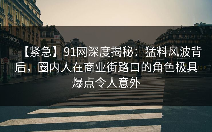 【紧急】91网深度揭秘：猛料风波背后，圈内人在商业街路口的角色极具爆点令人意外