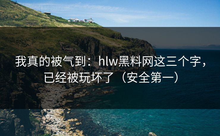我真的被气到：hlw黑料网这三个字，已经被玩坏了（安全第一）