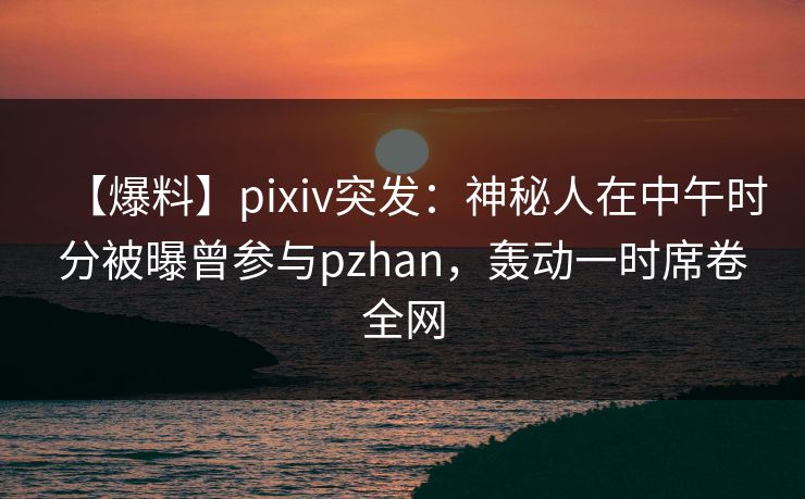 【爆料】pixiv突发：神秘人在中午时分被曝曾参与pzhan，轰动一时席卷全网