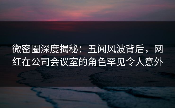 微密圈深度揭秘：丑闻风波背后，网红在公司会议室的角色罕见令人意外